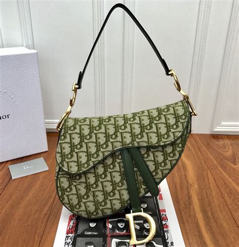 dior oblique green canvas bag|Dior oblique saddle bag.